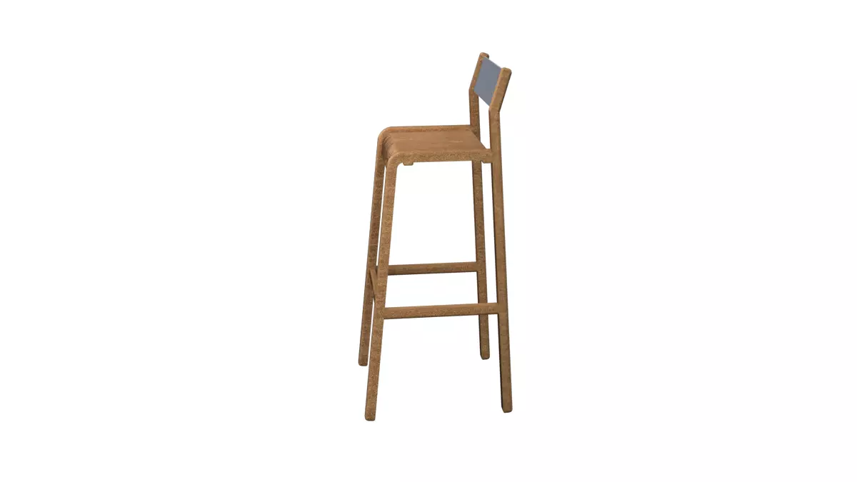 Modern Wooden Bar Stool 3D model_7