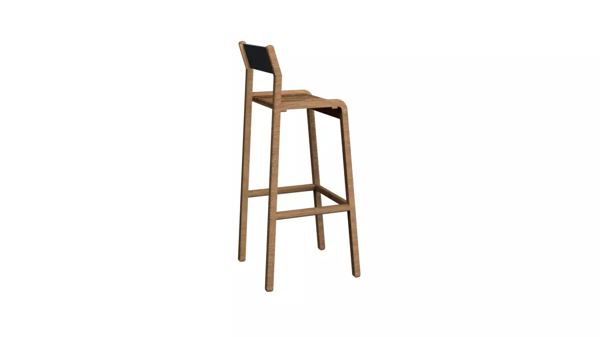 Modern Wooden Bar Stool 3D model_17