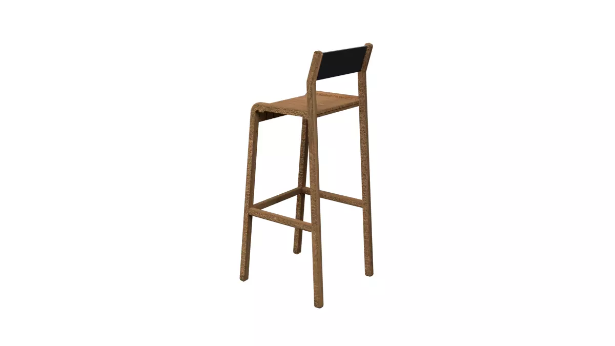 Modern Wooden Bar Stool 3D model_10