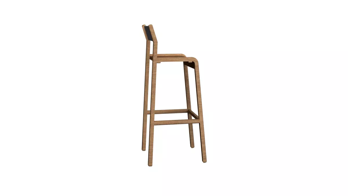 Modern Wooden Bar Stool 3D model_18