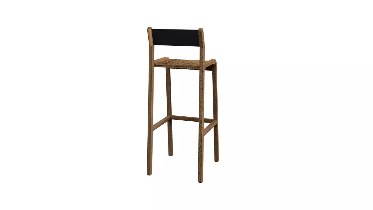 Modern Wooden Bar Stool 3D model_14