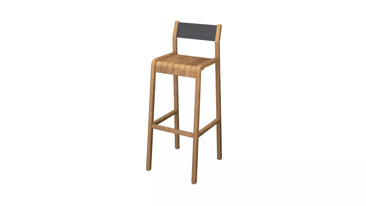 Modern Wooden Bar Stool 3D model_0