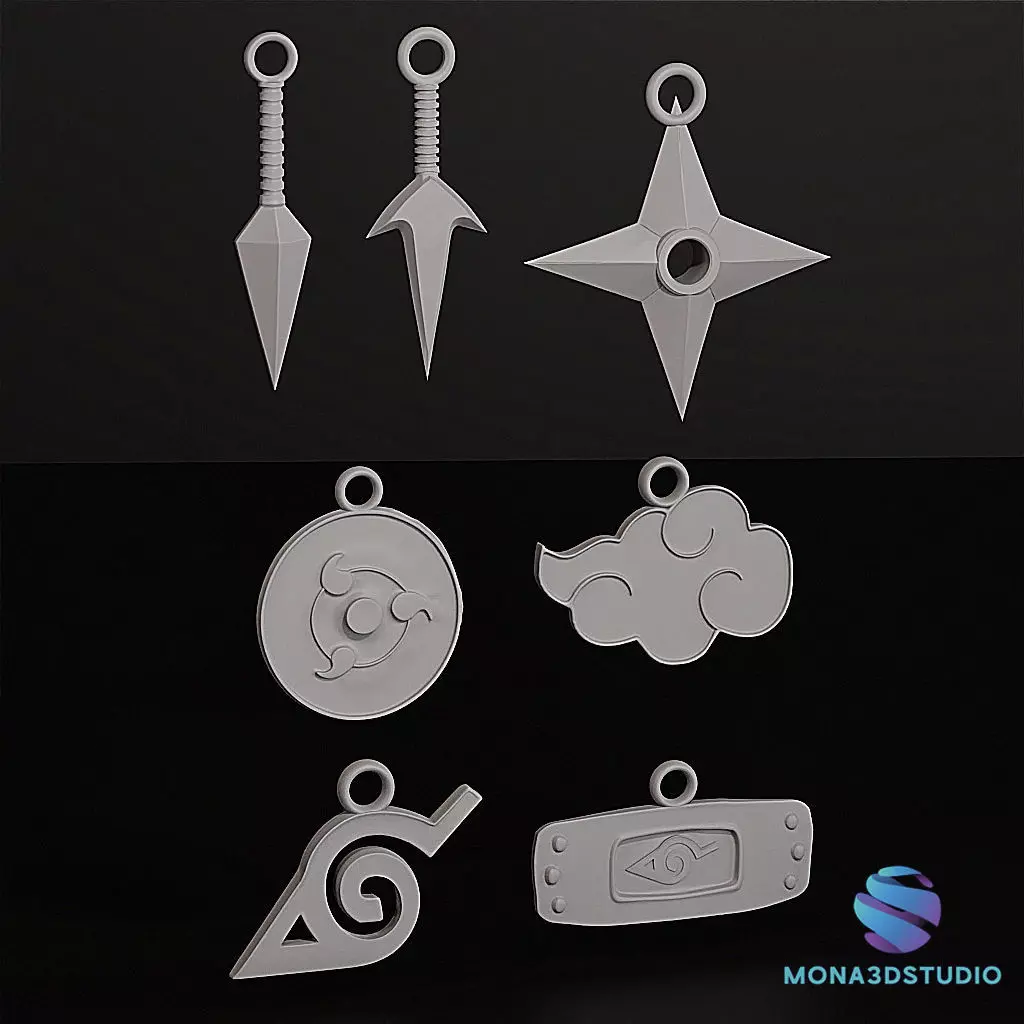 Naruto Pendant Set STL  3D print model_1