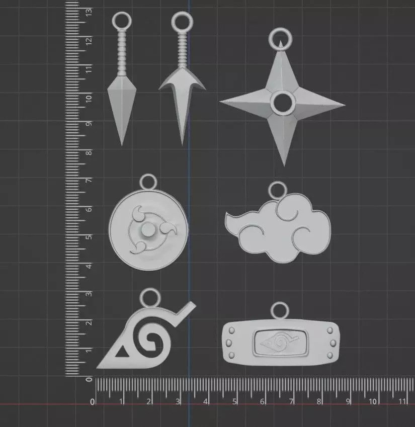 Naruto Pendant Set STL  3D print model_2