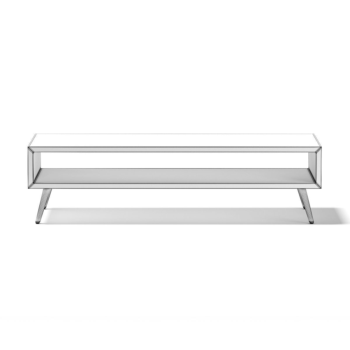 Rectangular Wooden Coffee Table 3D model_1