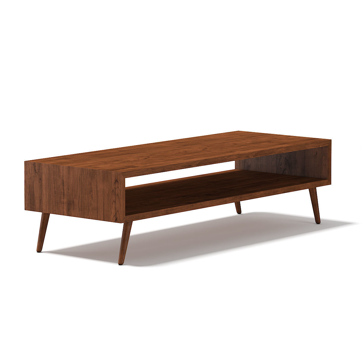 Rectangular Wooden Coffee Table 3D model_2
