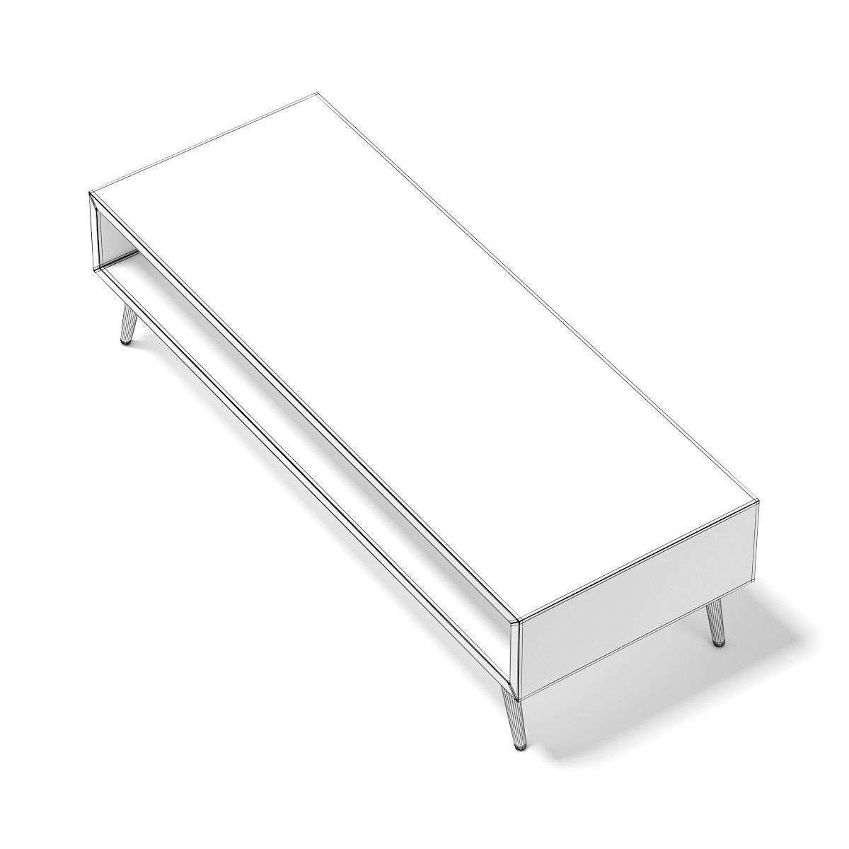 Rectangular Wooden Coffee Table 3D model_5