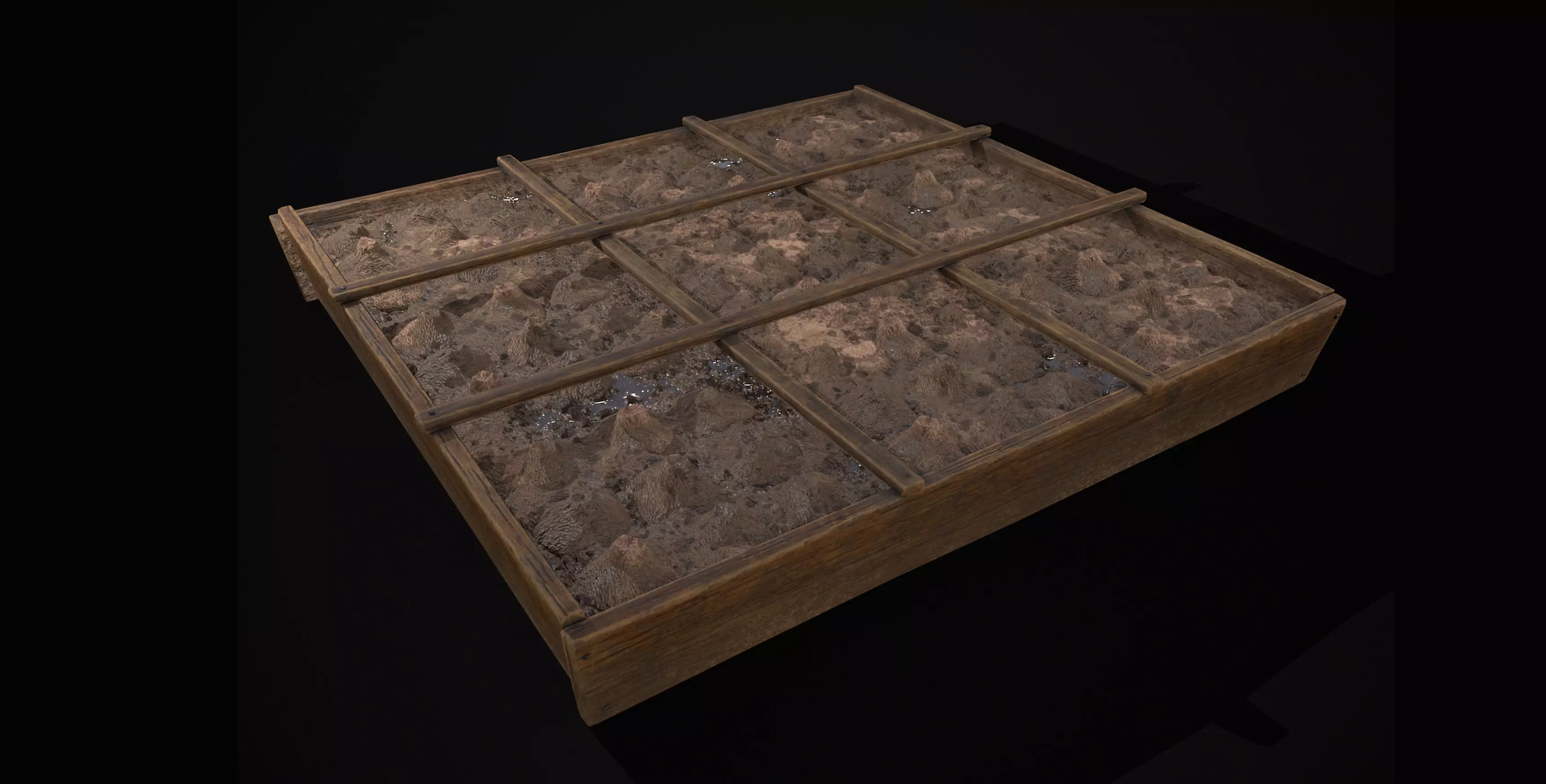 Square Planting Plot with Garlic Low-poly 3D model_22