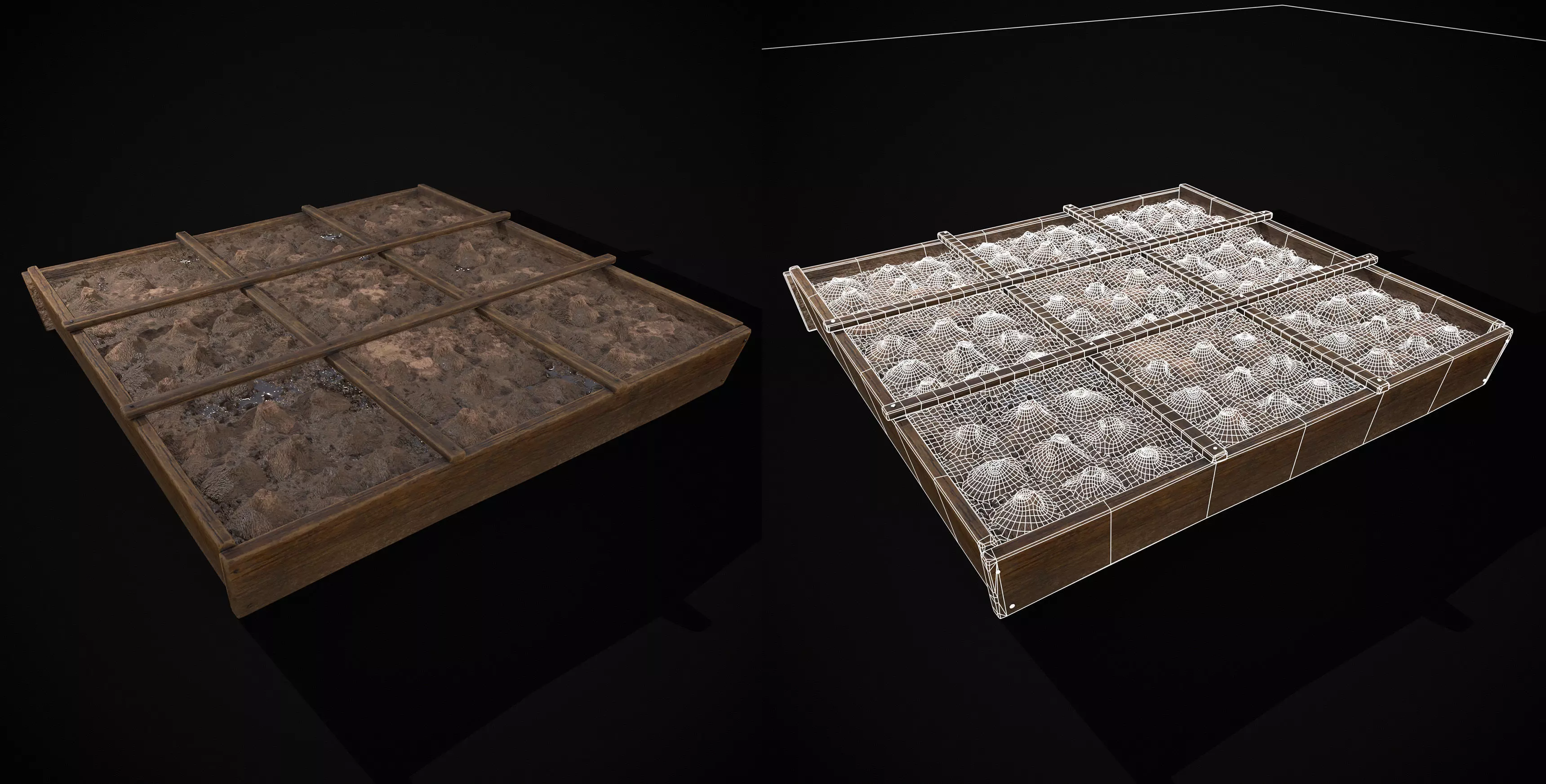 Square Planting Plot with Garlic Low-poly 3D model_23