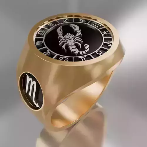 Scorpio zodiak symbol ring 3D model for 3D printing