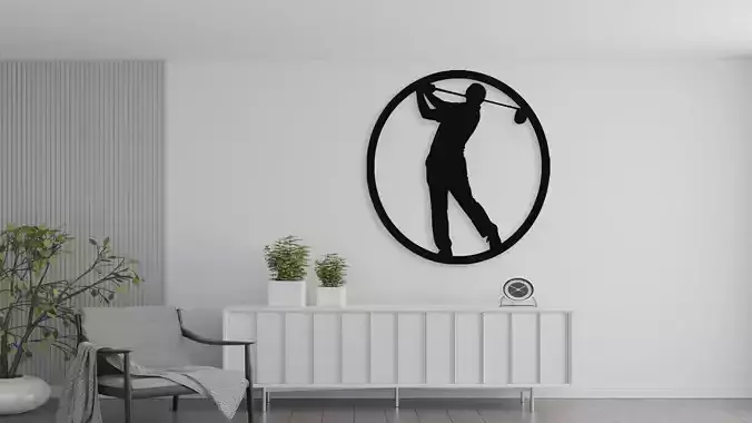 Golf Player Silhouette Wall Decor