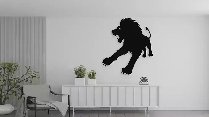 Majestic Roaring Lion Silhouette