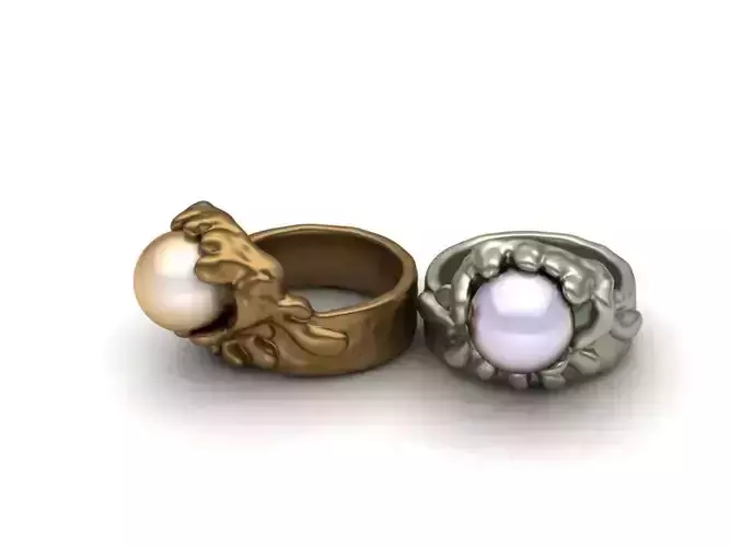 Stylized Pearl Ring  High-Quality 3D Jewelry Model