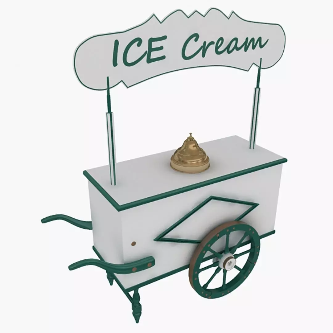 Old Ice Cream Cart Low-poly 3D model_8