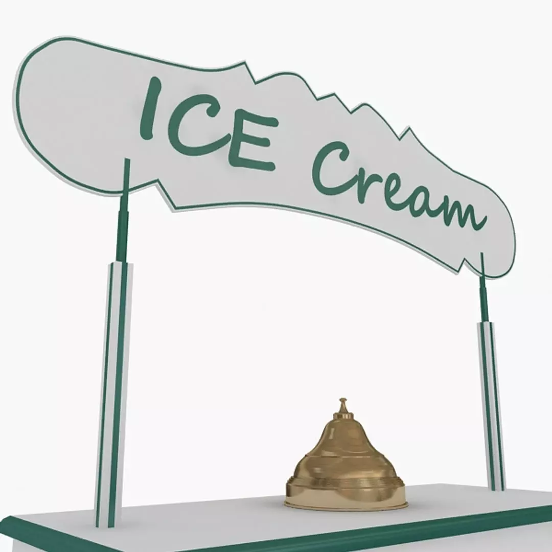 Old Ice Cream Cart Low-poly 3D model_7