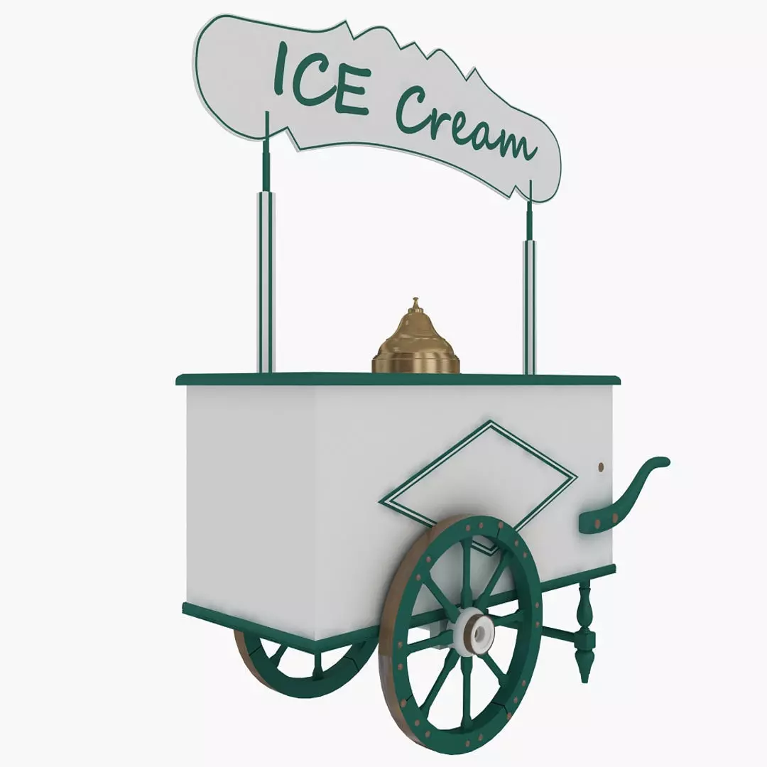 Old Ice Cream Cart Low-poly 3D model_1