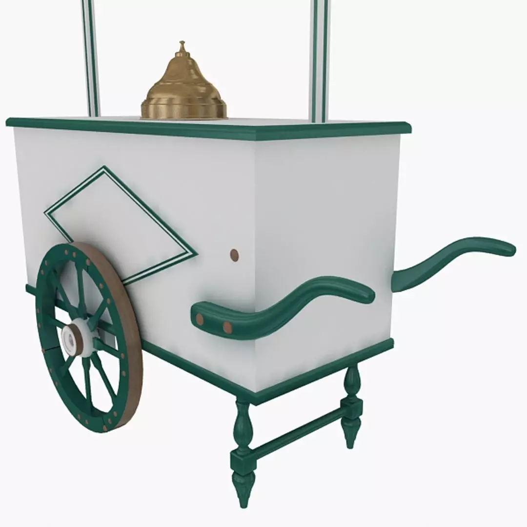 Old Ice Cream Cart Low-poly 3D model_6