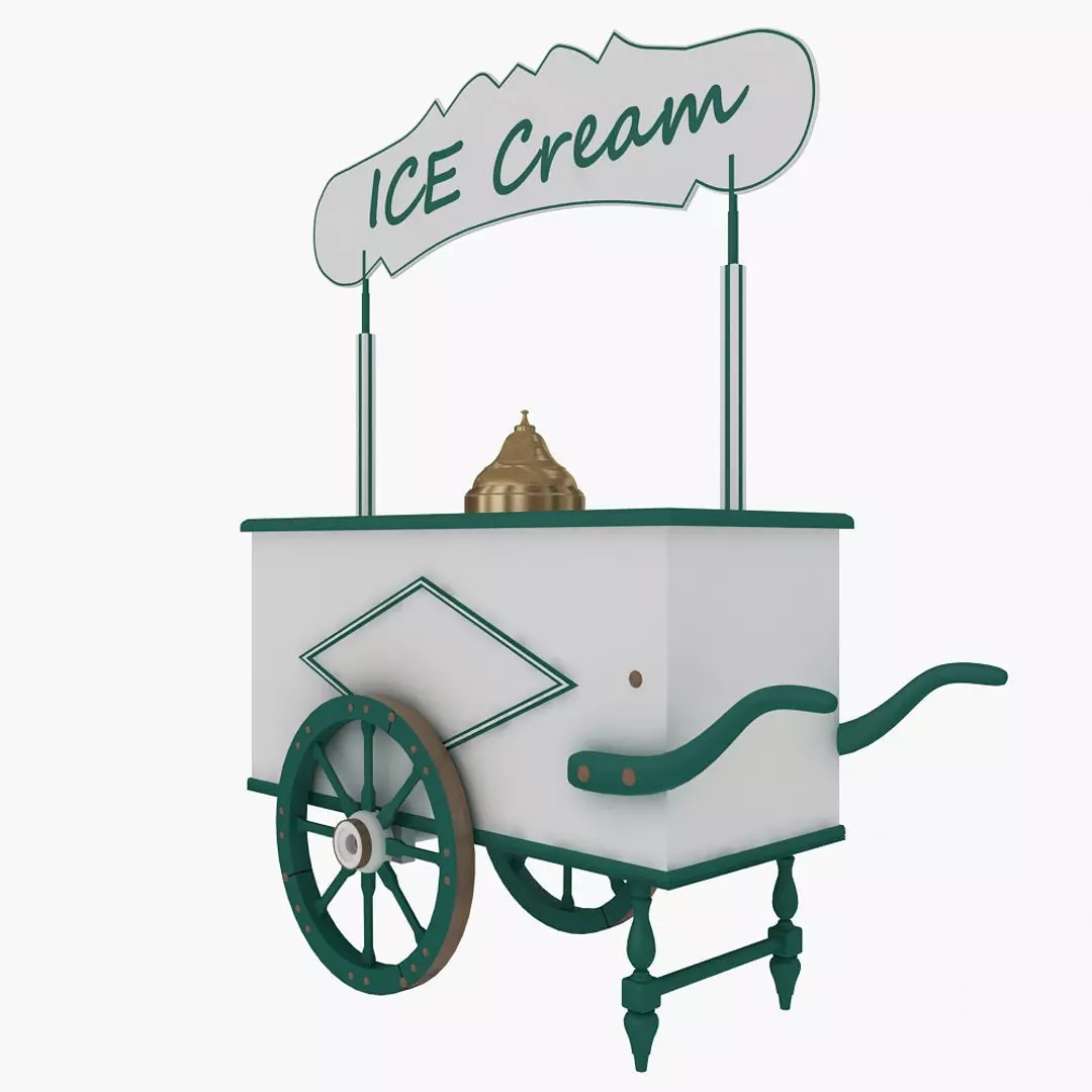 Old Ice Cream Cart Low-poly 3D model_2