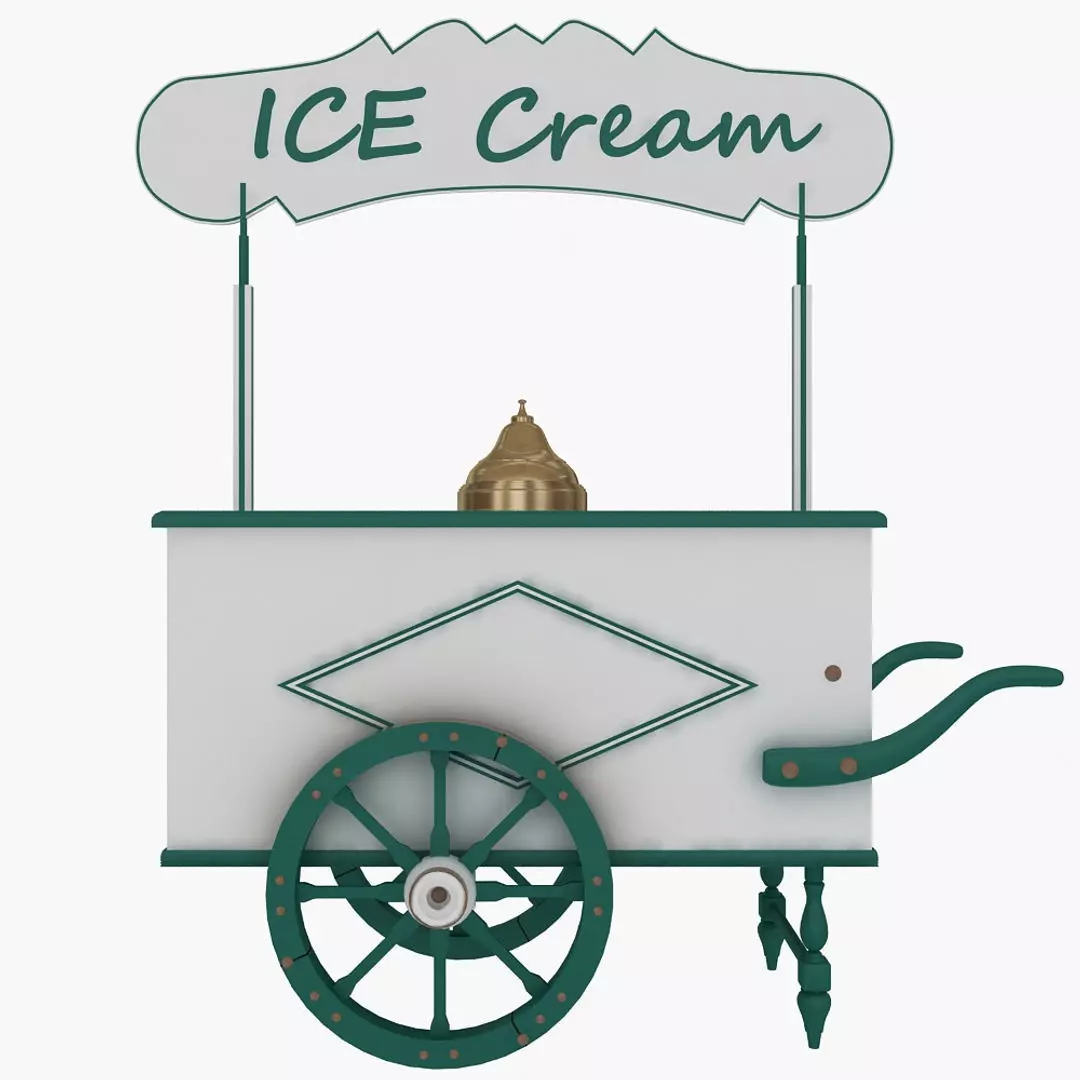 Old Ice Cream Cart Low-poly 3D model_3