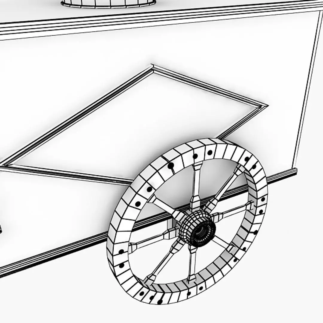 Old Ice Cream Cart Low-poly 3D model_10