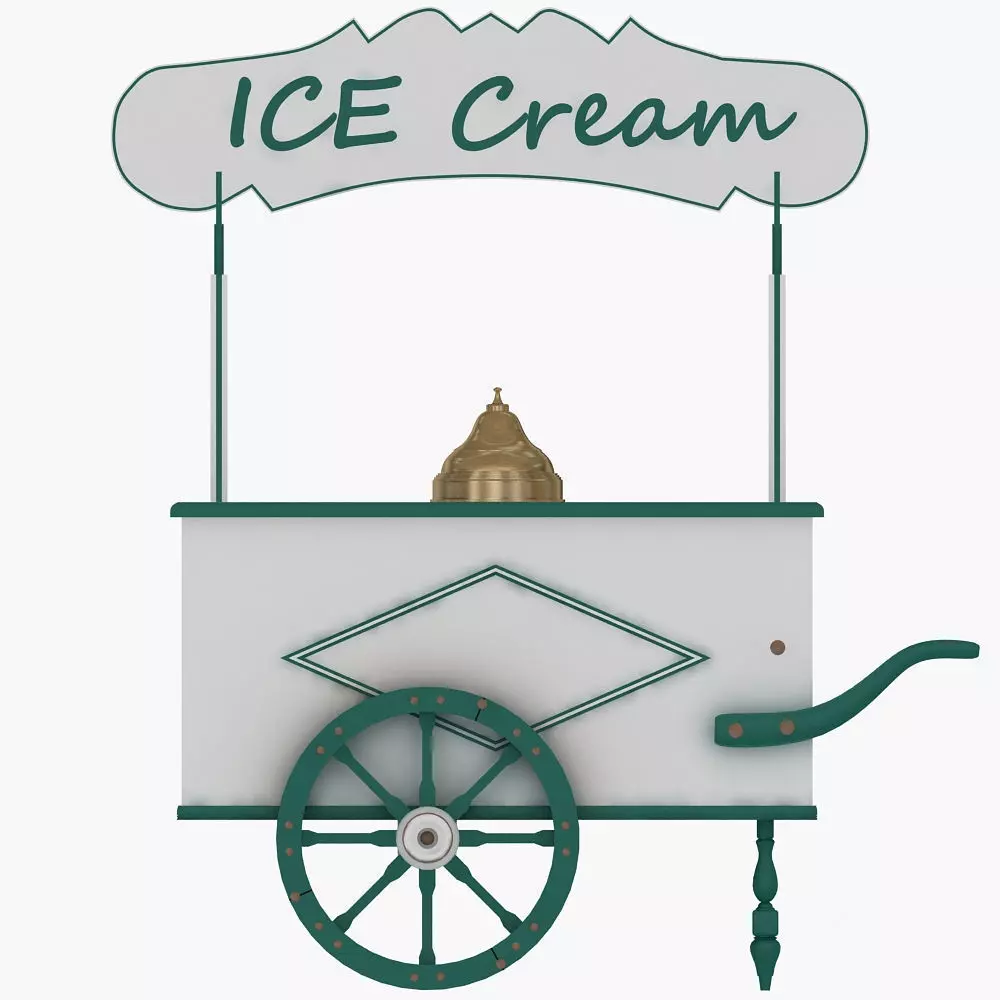 Old Ice Cream Cart Low-poly 3D model_0