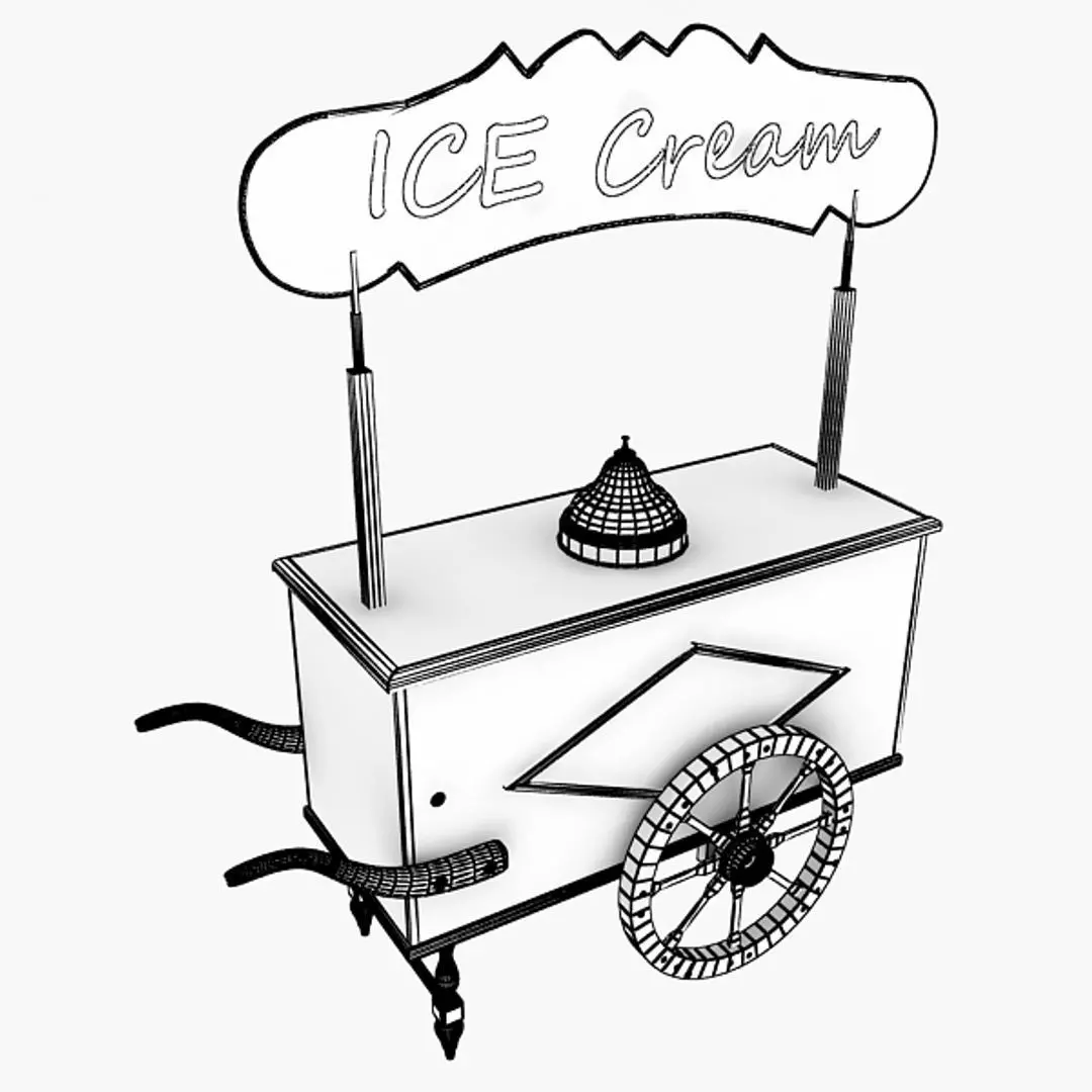 Old Ice Cream Cart Low-poly 3D model_12