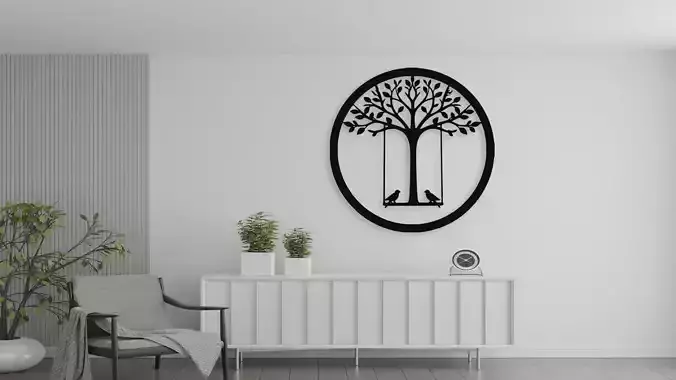 Tree of Life Birds Swing Wall Decor Art
