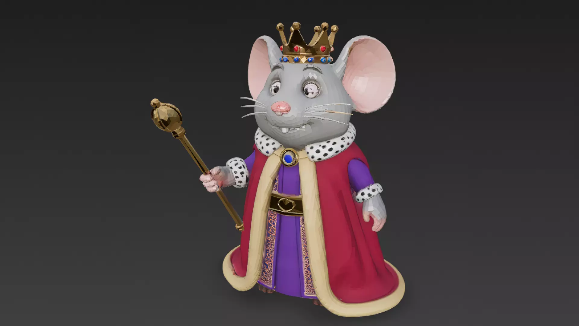 Cartoon Emperor Mouse PBR 3D Model 3D model