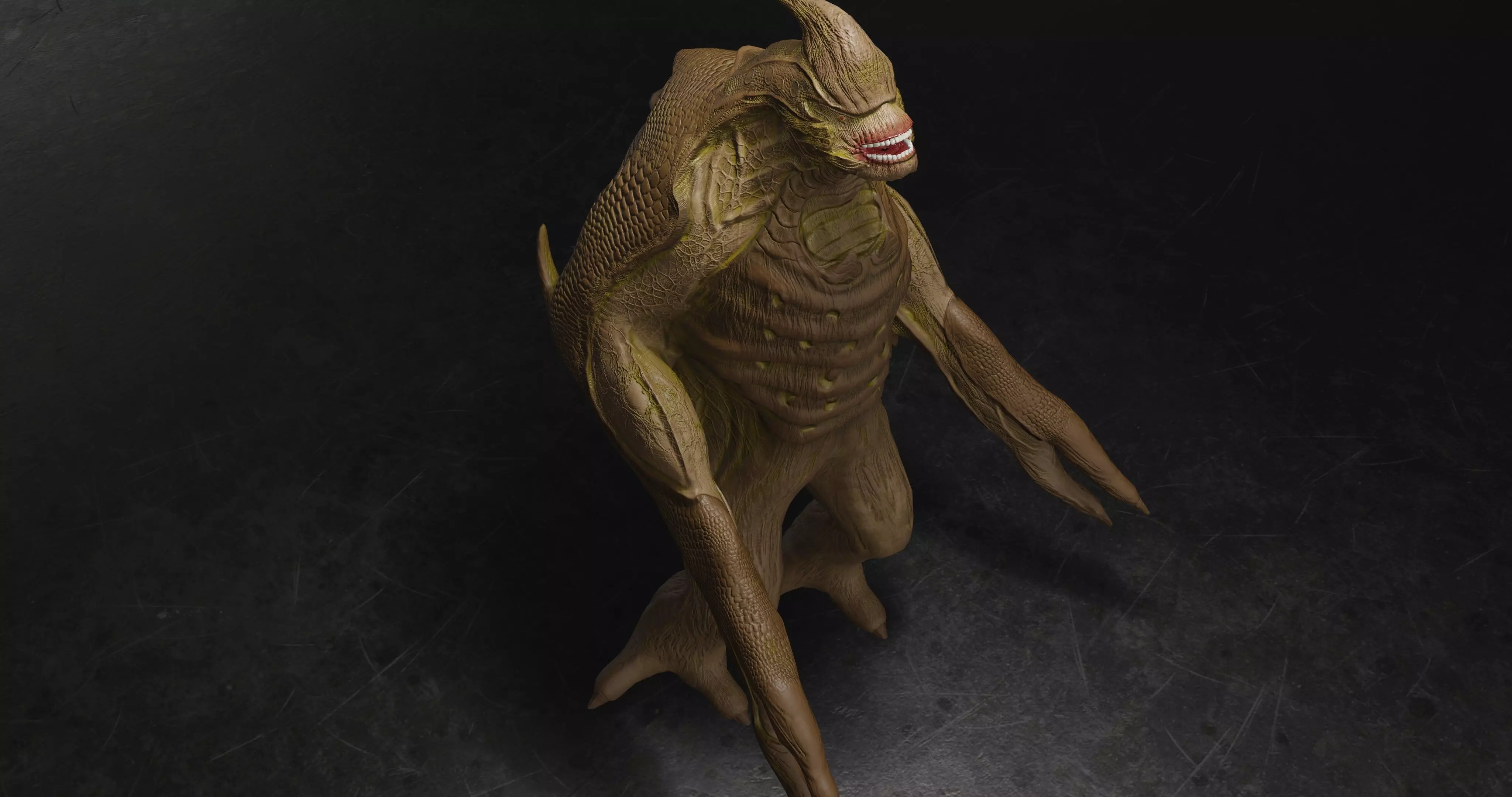Warrier monster Low-poly 3D model_6