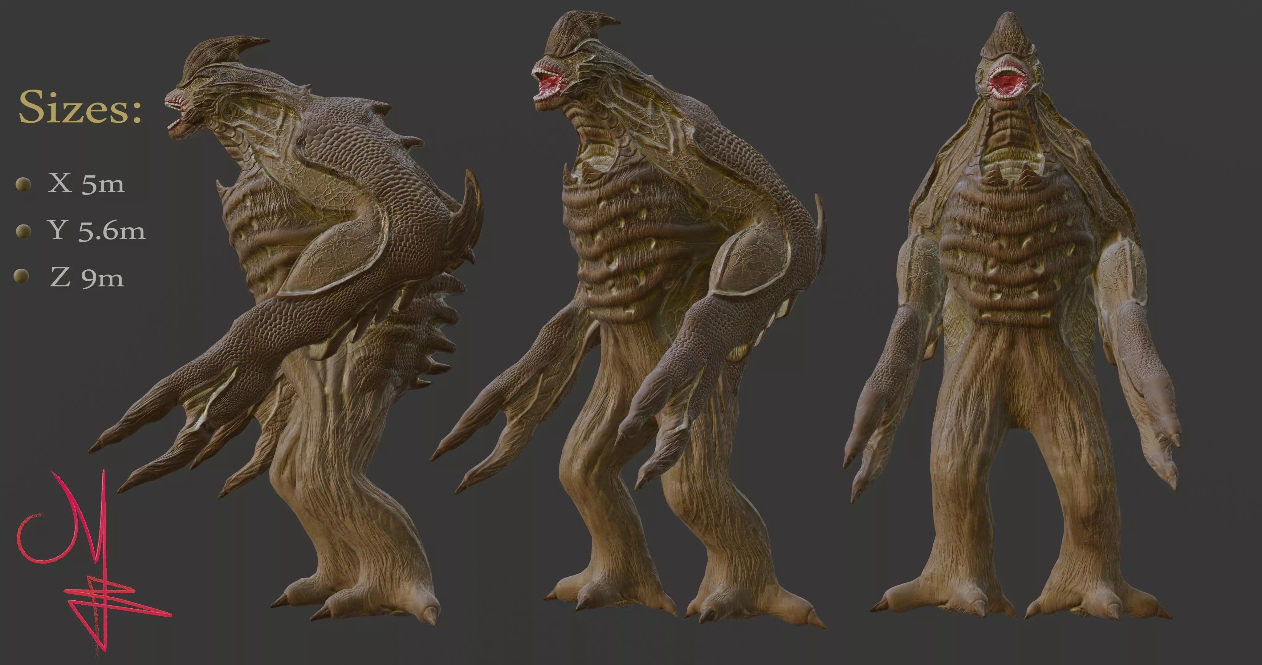 Warrier monster Low-poly 3D model_11