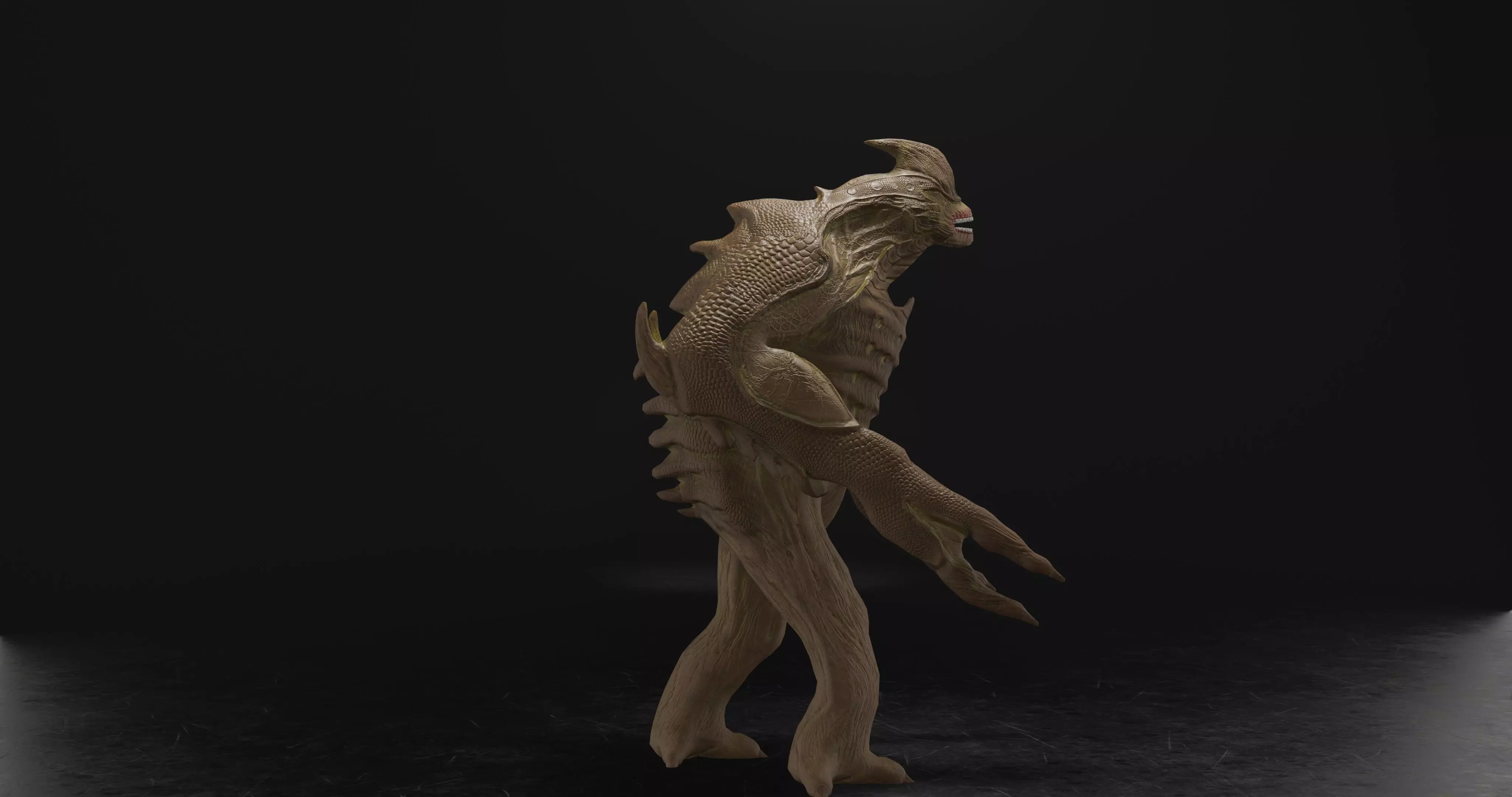 Warrier monster Low-poly 3D model_4