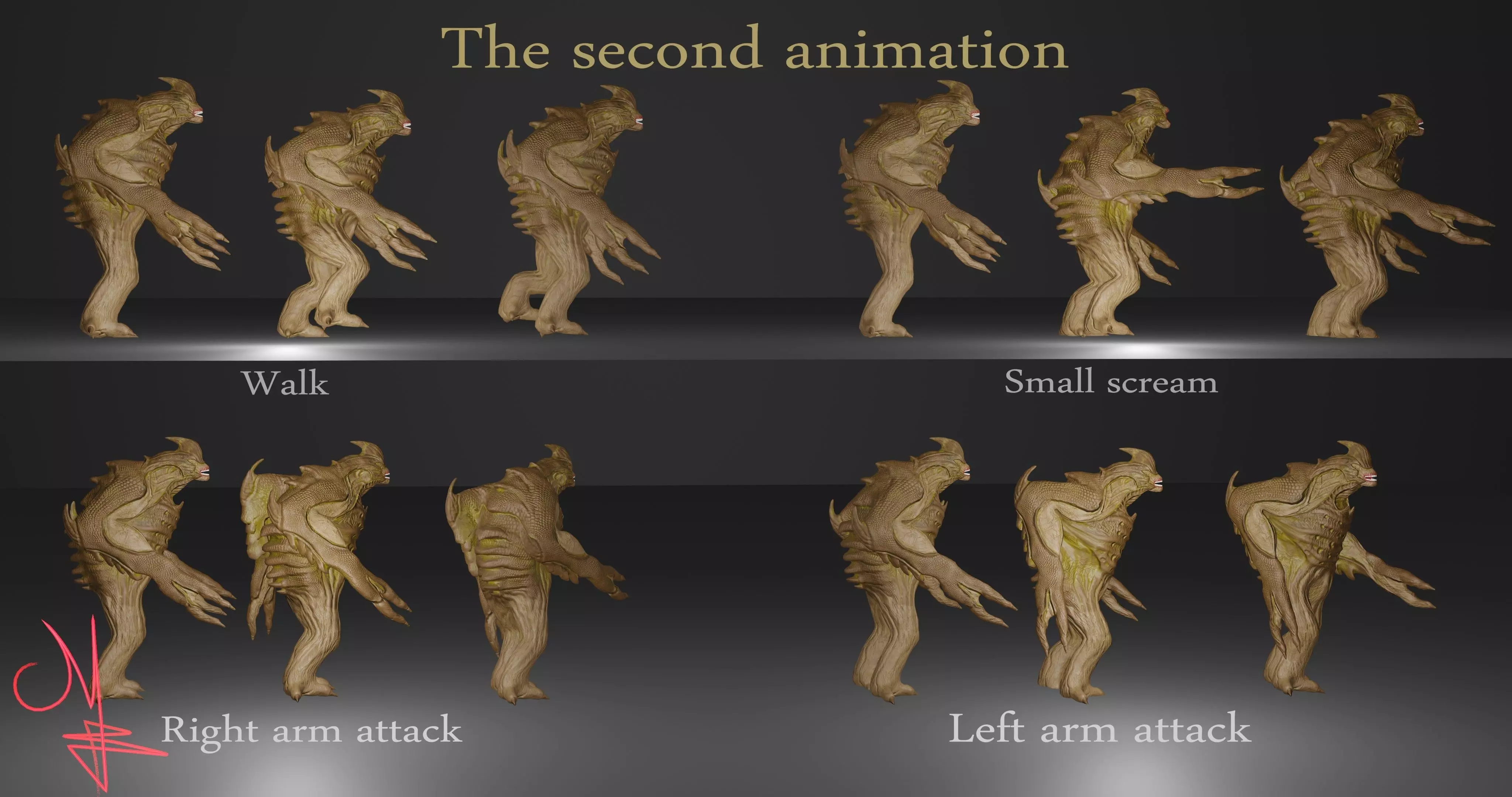 Warrier monster Low-poly 3D model_17