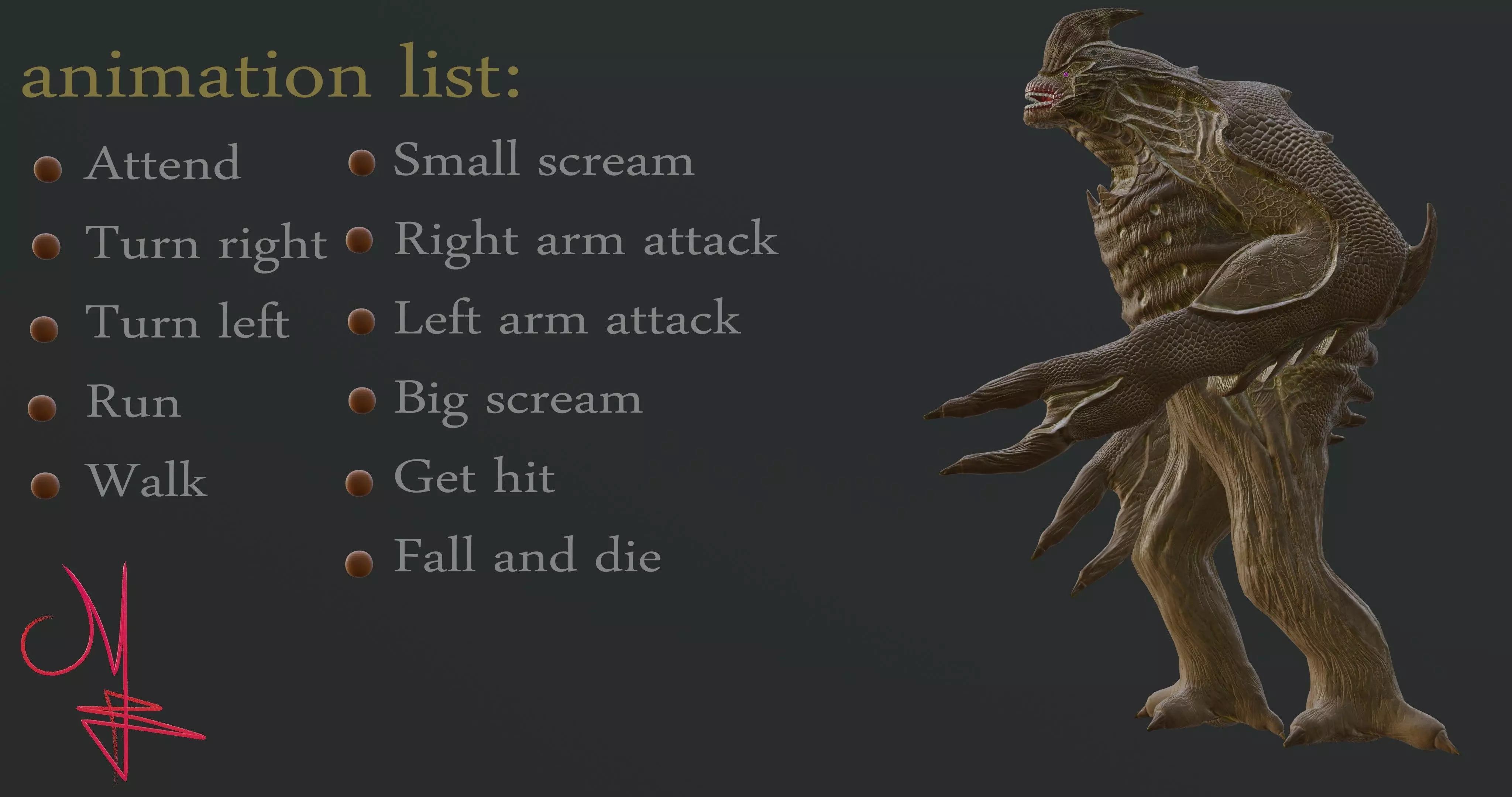 Warrier monster Low-poly 3D model_15