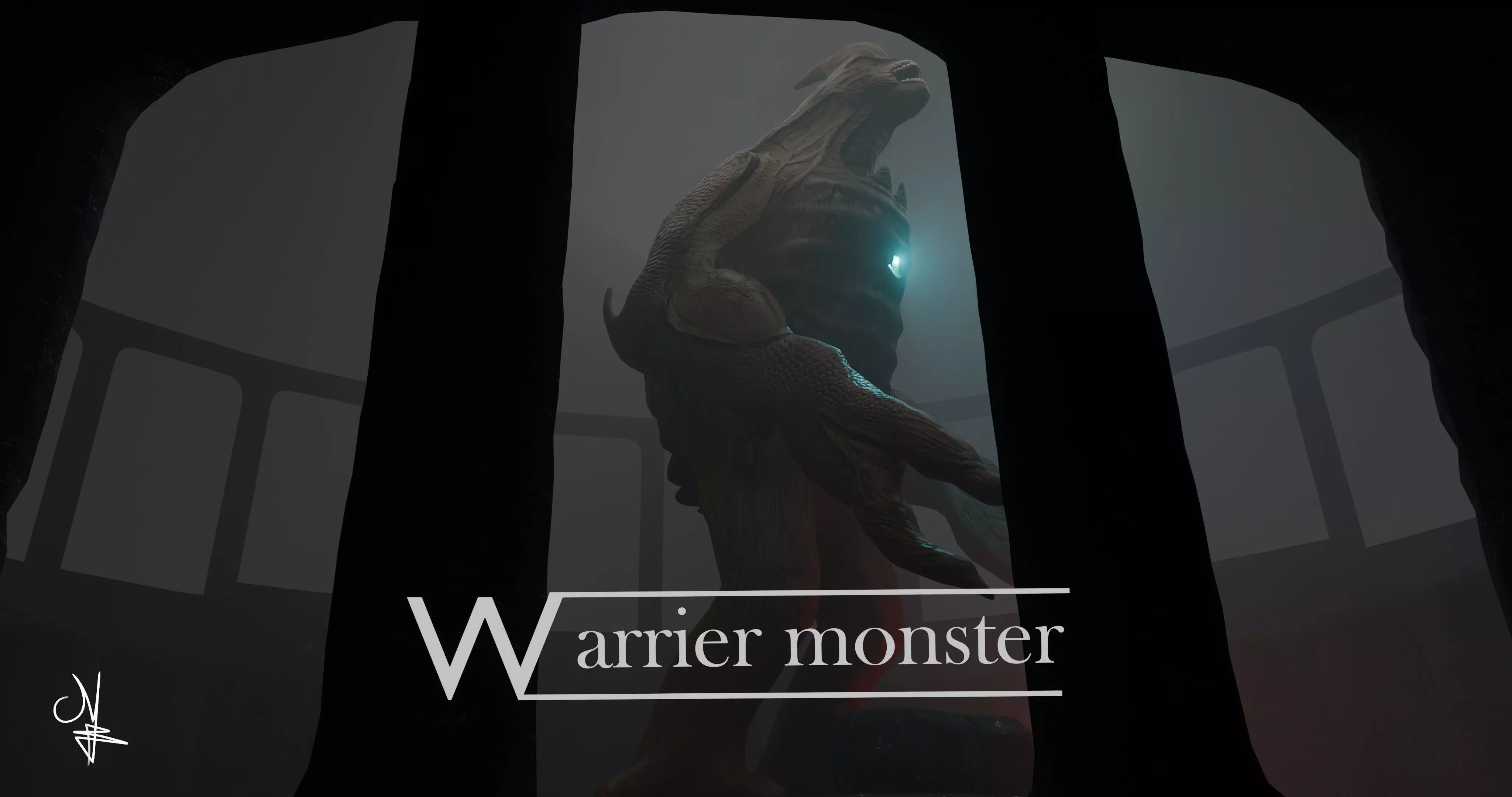 Warrier monster Low-poly 3D model_0
