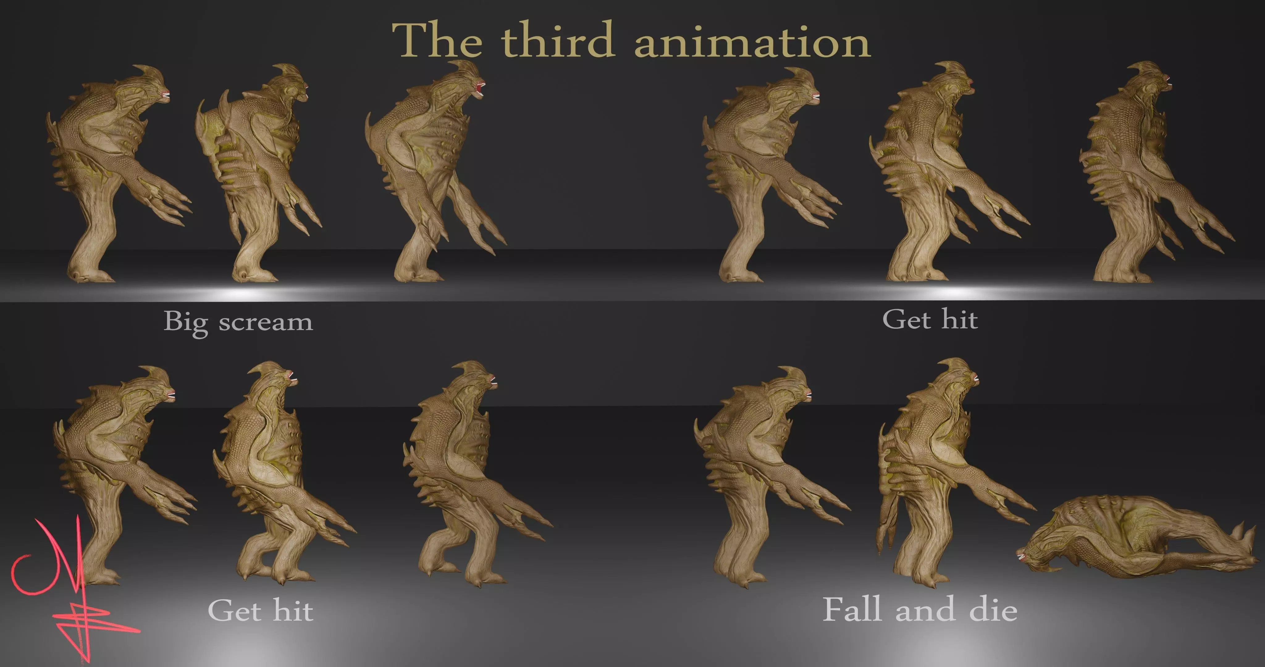 Warrier monster Low-poly 3D model_18