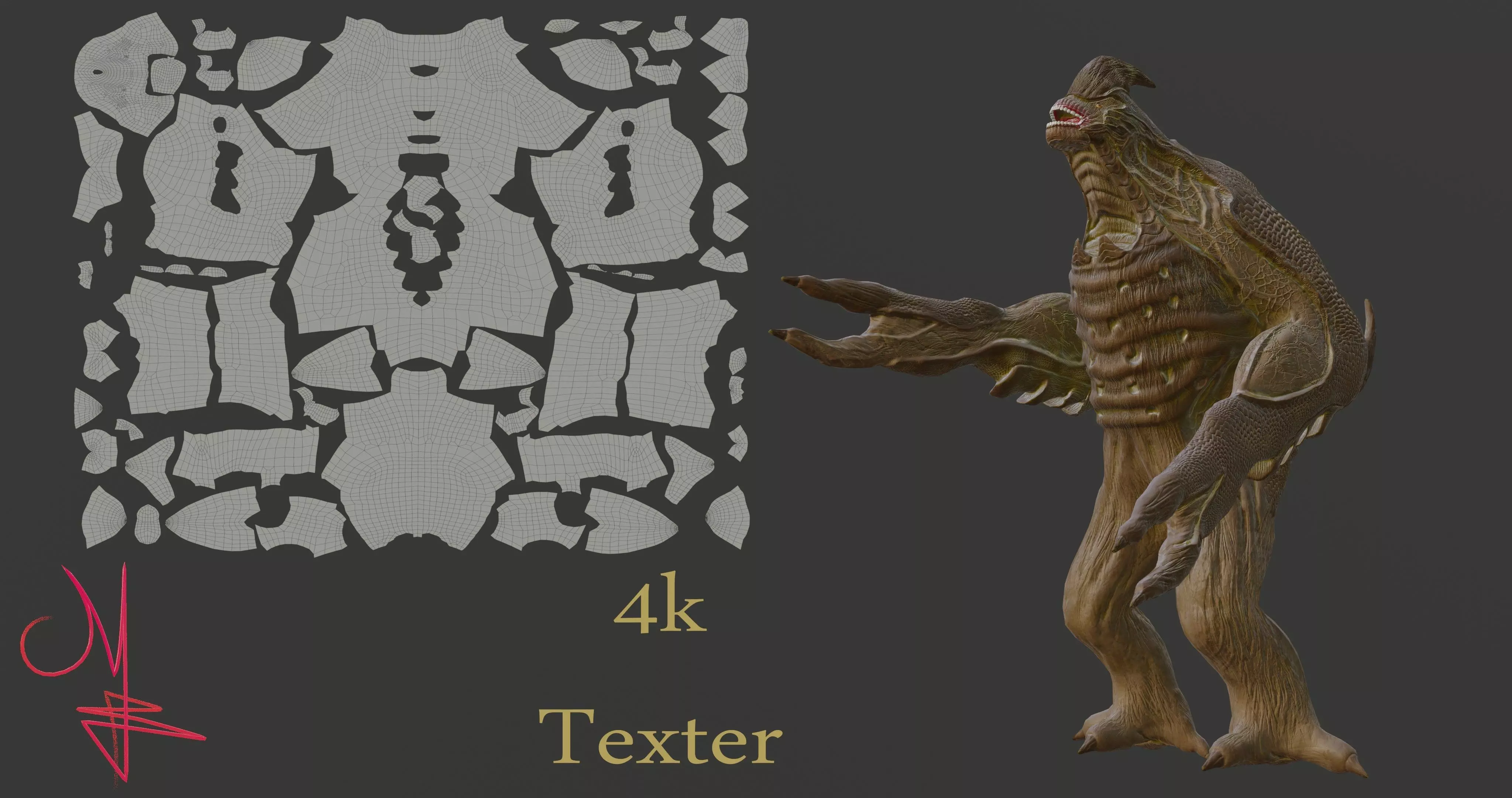 Warrier monster Low-poly 3D model_13