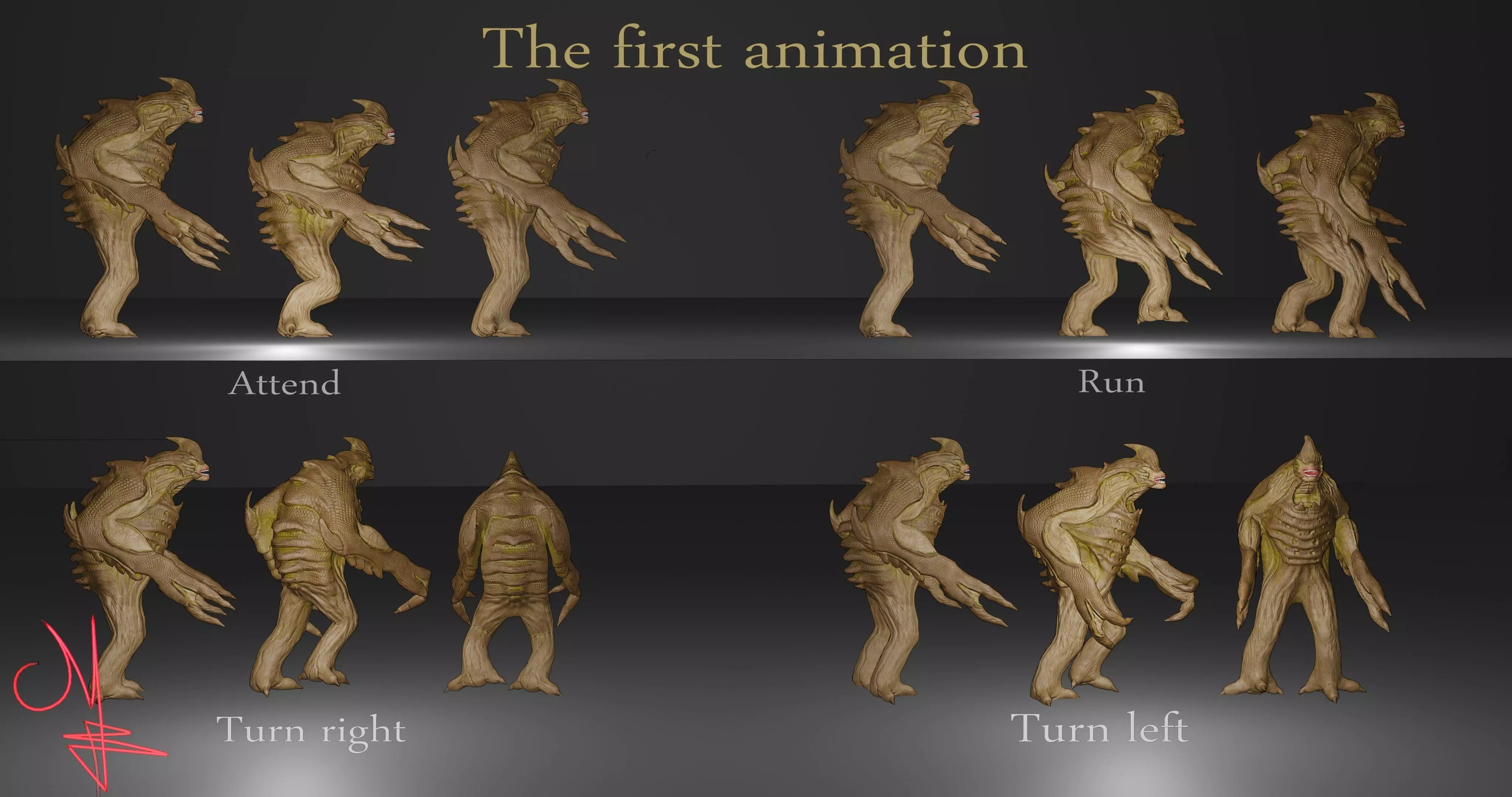 Warrier monster Low-poly 3D model_16