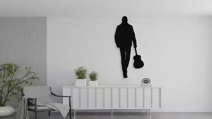 Guitar Player Silhouette Wall Decor