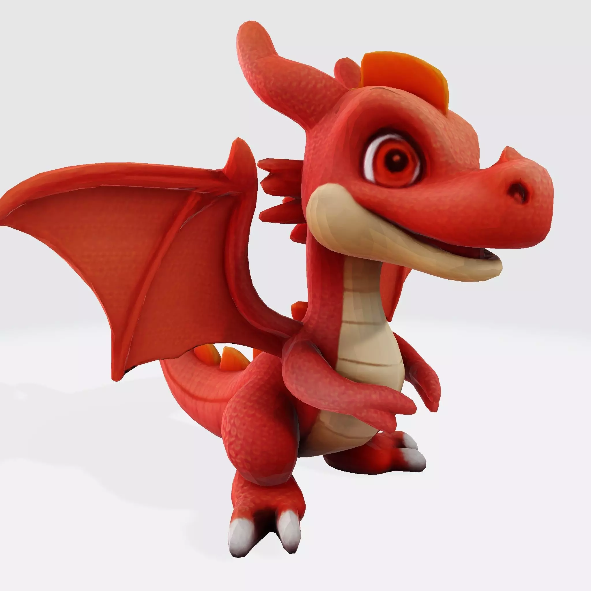Adorable Orange Dragon 3D Model 3D model_2