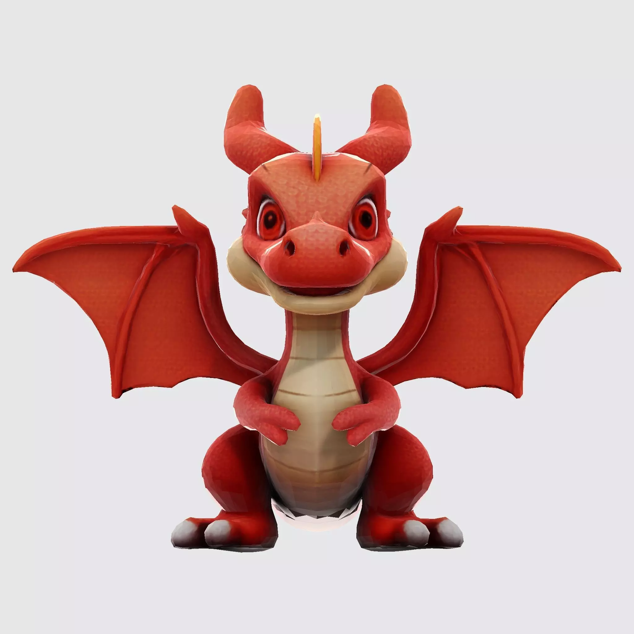 Adorable Orange Dragon 3D Model 3D model_9