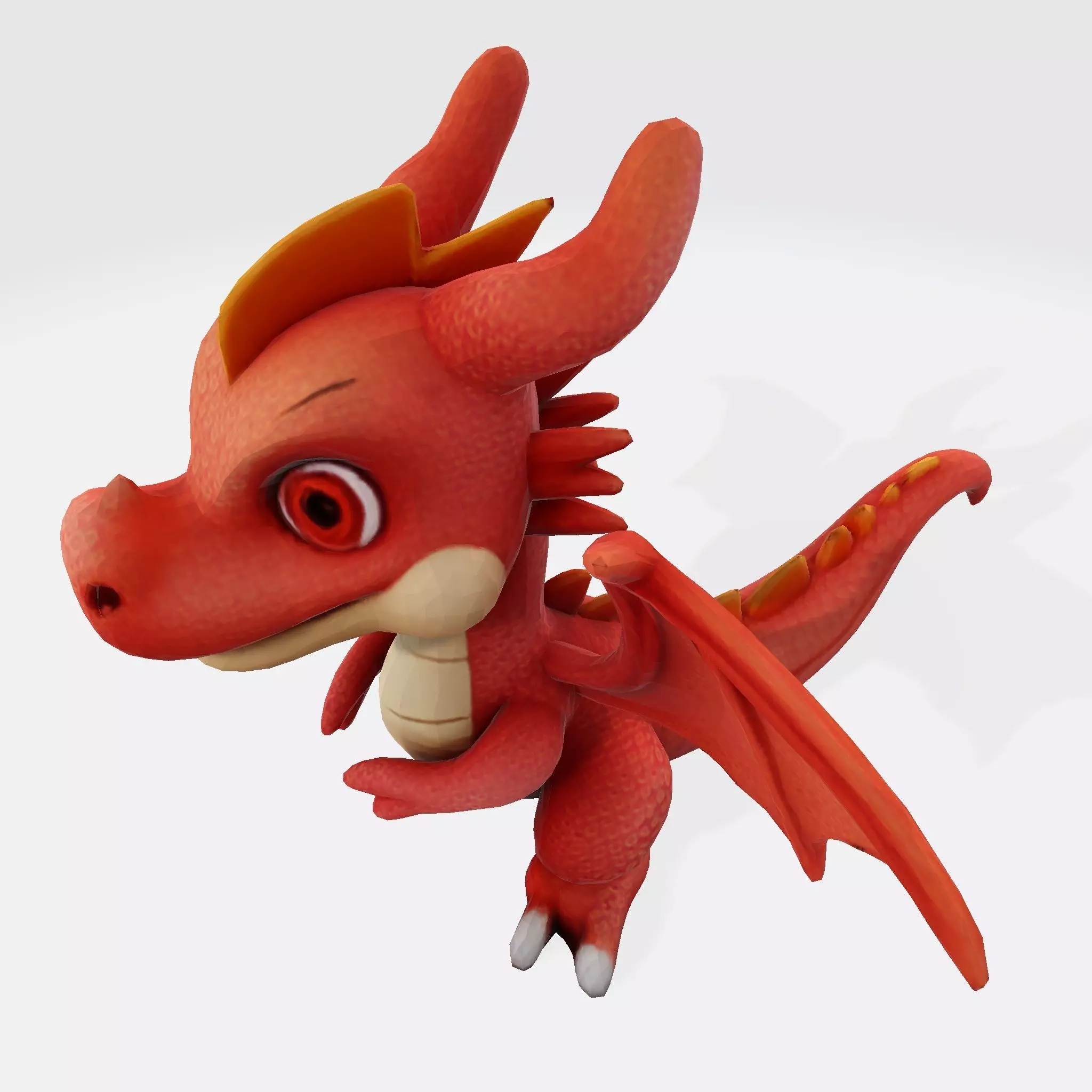 Adorable Orange Dragon 3D Model 3D model_4