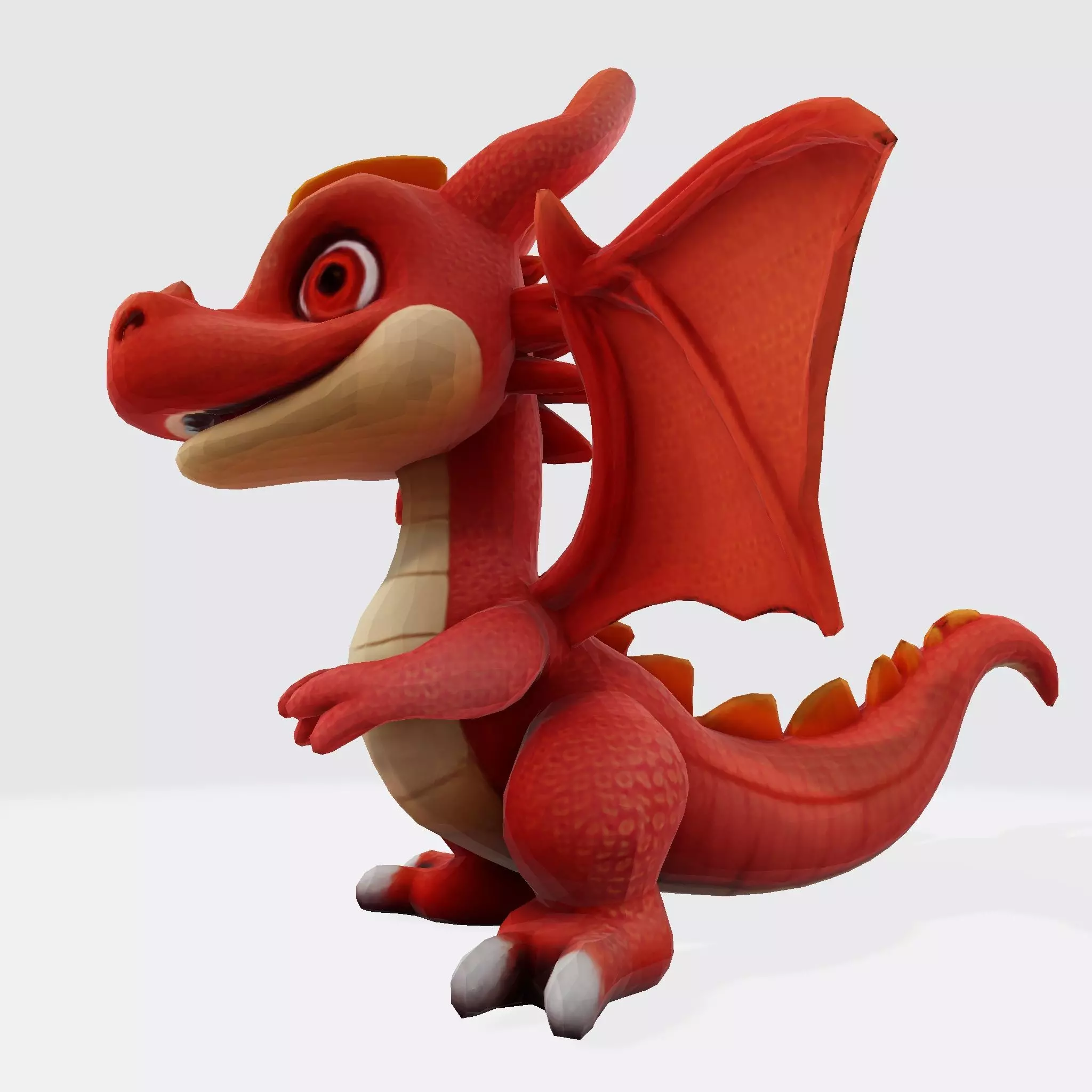 Adorable Orange Dragon 3D Model 3D model_6