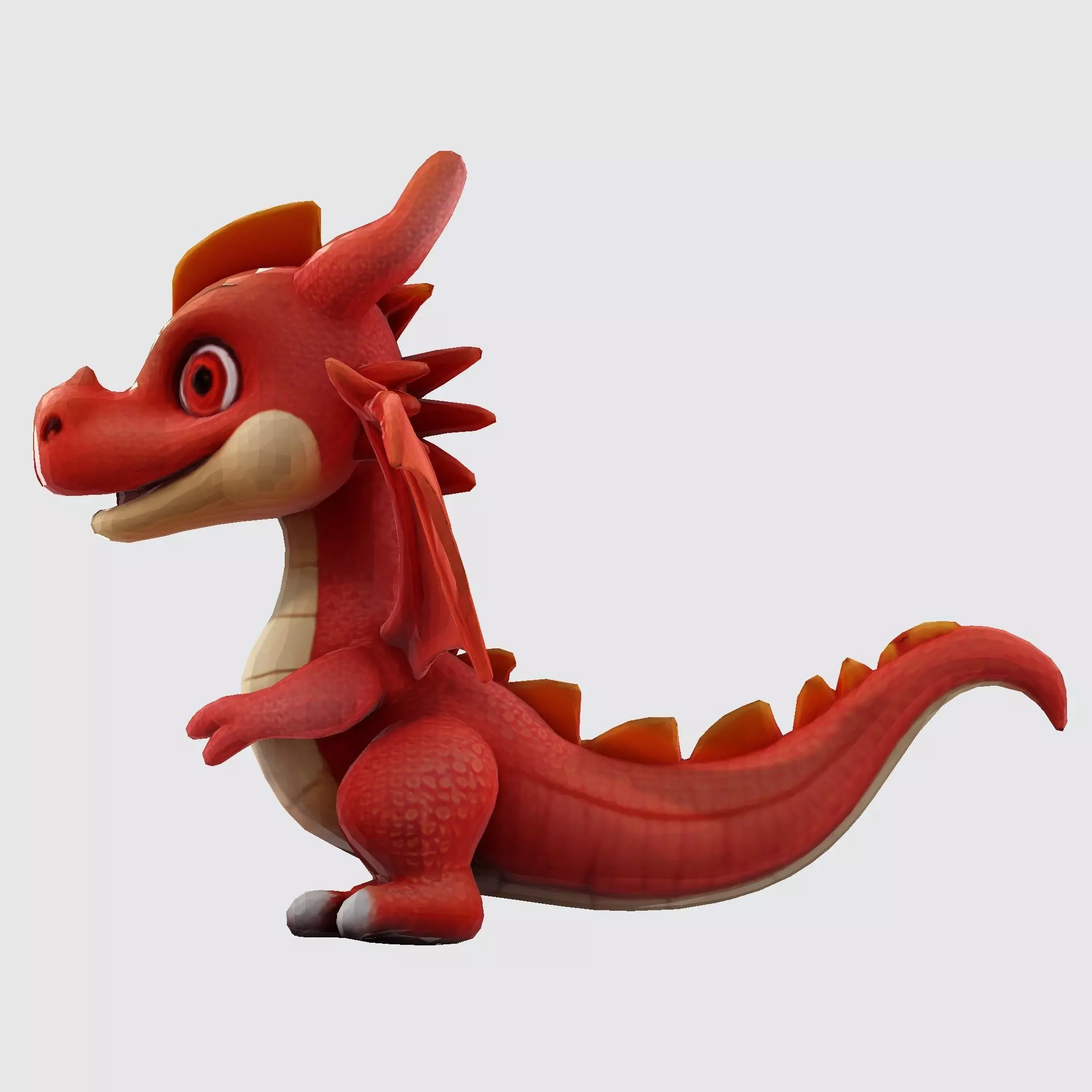 Adorable Orange Dragon 3D Model 3D model_7