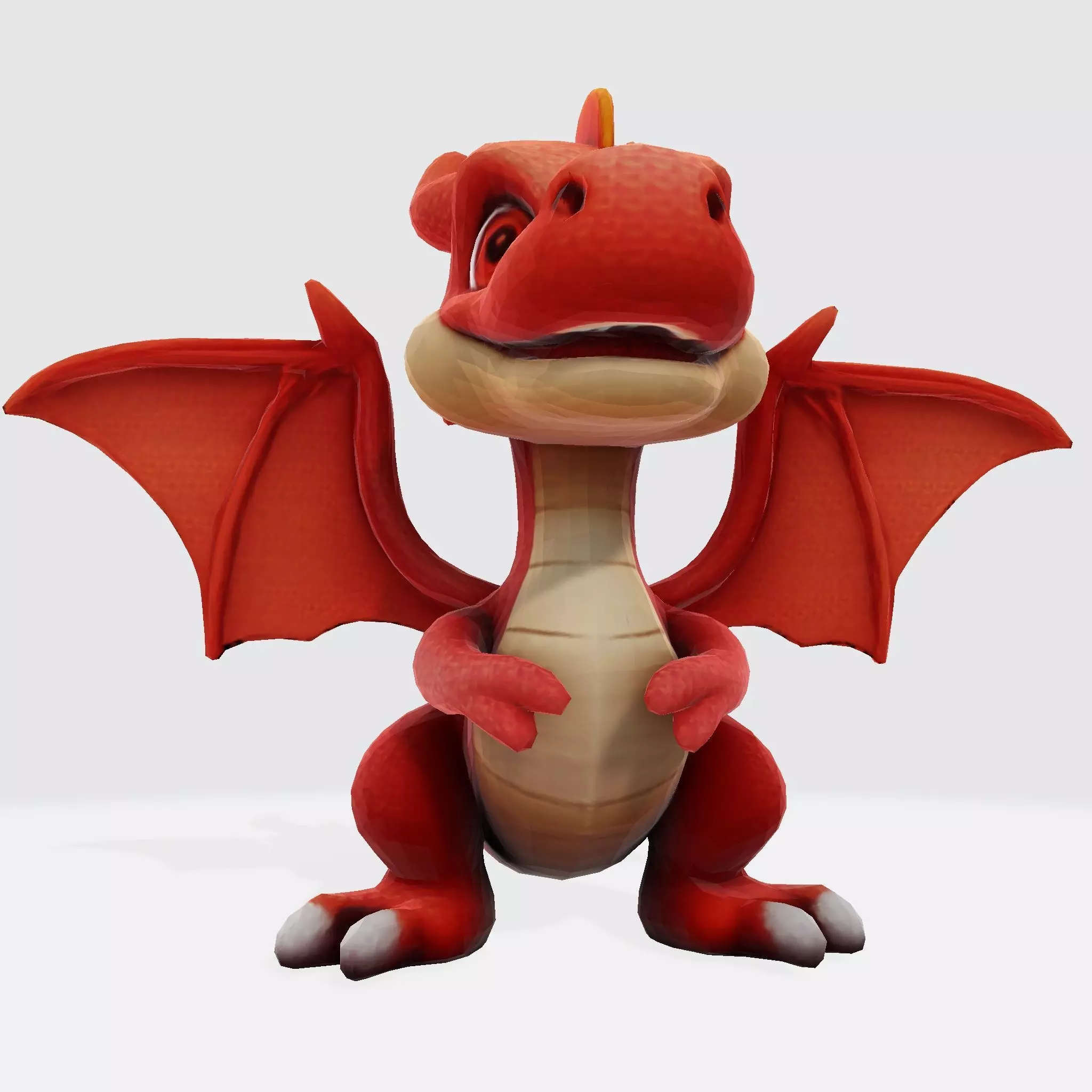 Adorable Orange Dragon 3D Model 3D model_5