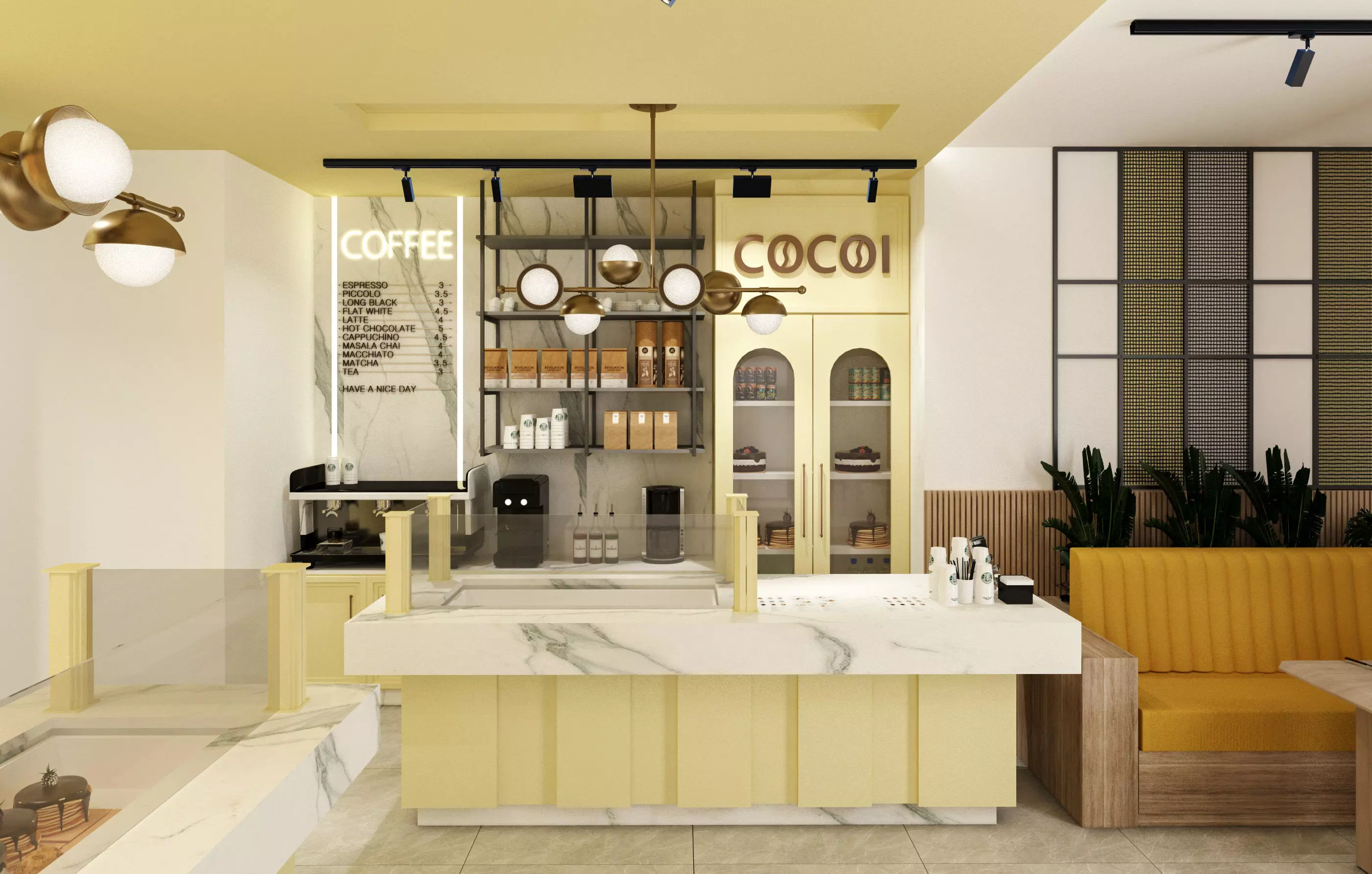 Modern Coffee Shop and Bakery 3D Interior Low-poly 3D model_1