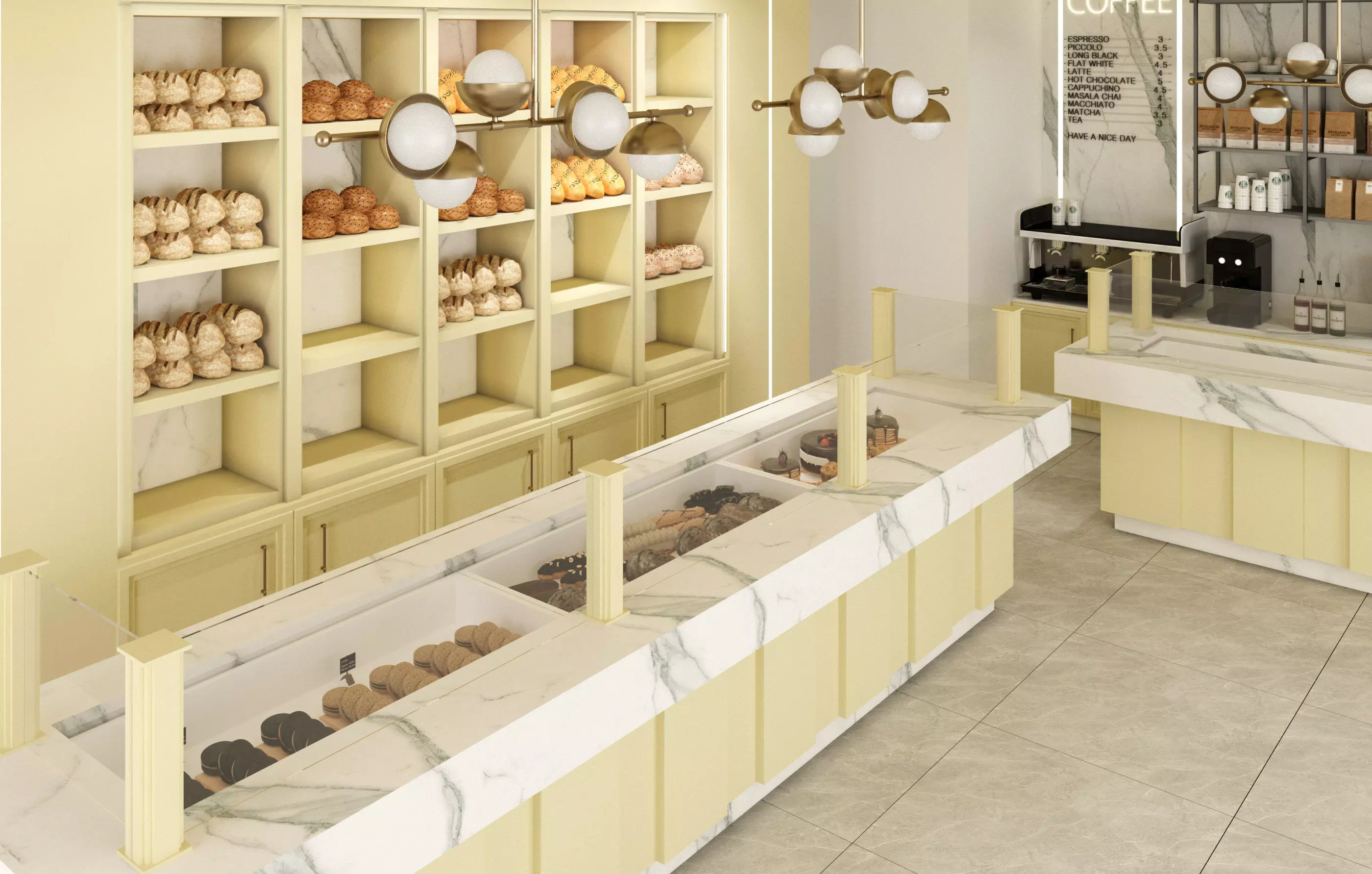 Modern Coffee Shop and Bakery 3D Interior Low-poly 3D model_5