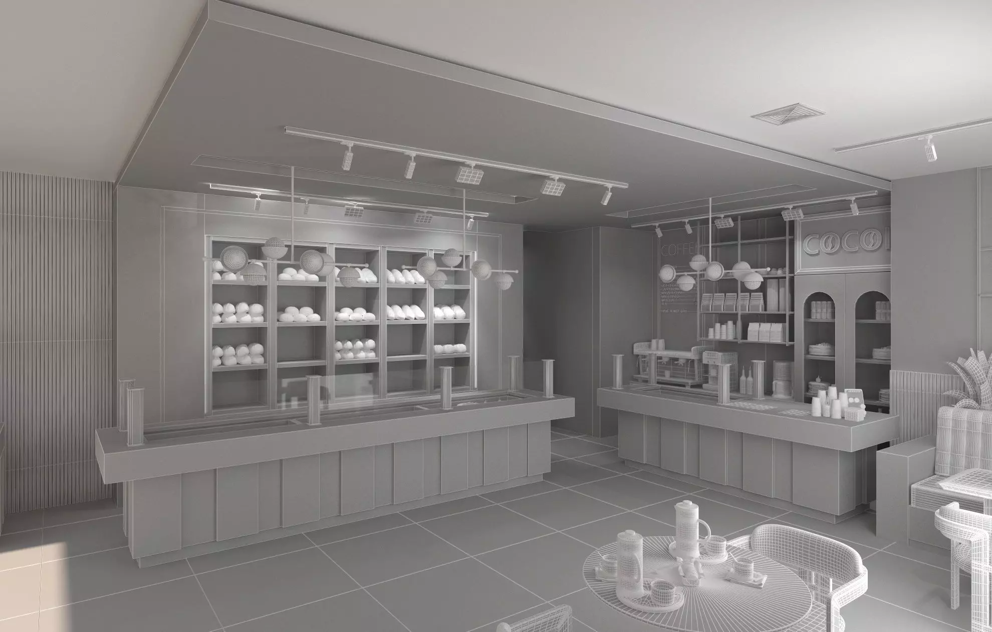 Modern Coffee Shop and Bakery 3D Interior Low-poly 3D model_7