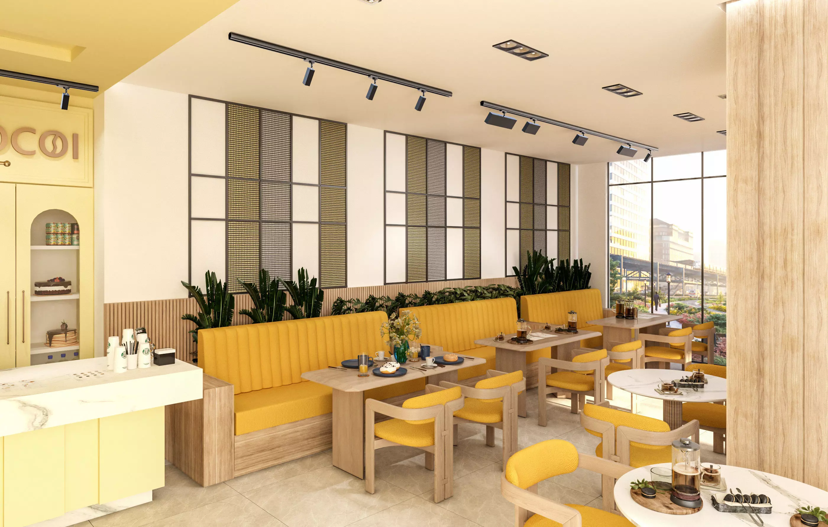 Modern Coffee Shop and Bakery 3D Interior Low-poly 3D model_2