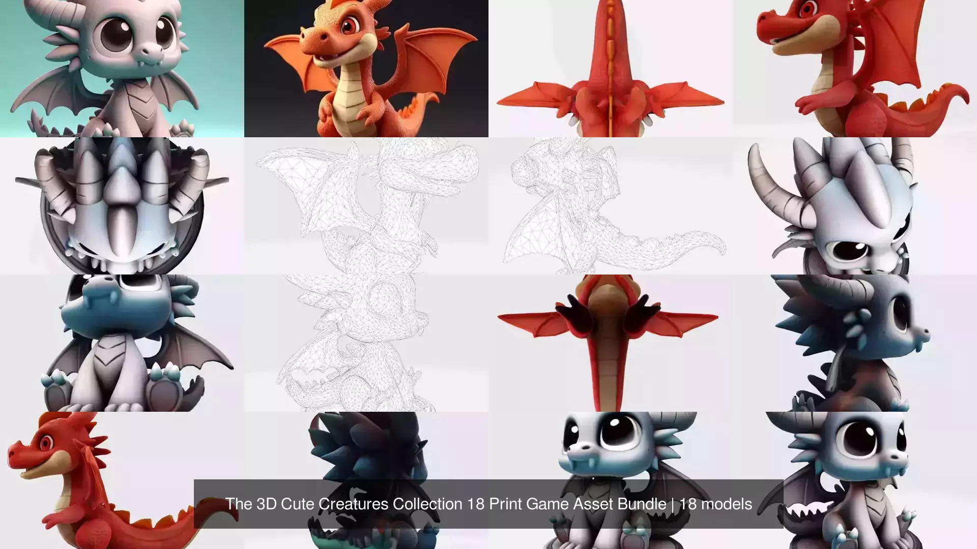 The 3D Cute Creatures Collection 18 Print Game Asset Bundle _2