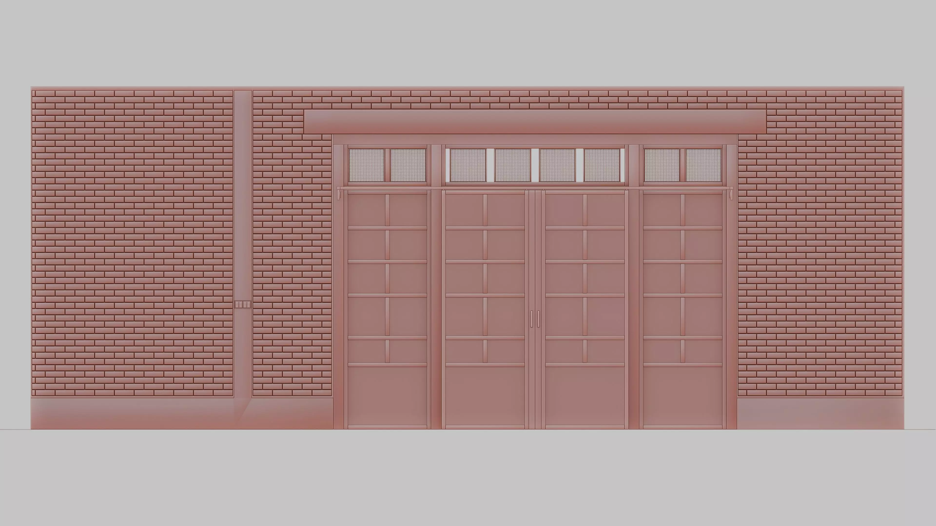Double Sliding Door with decorative wall 3D model_9